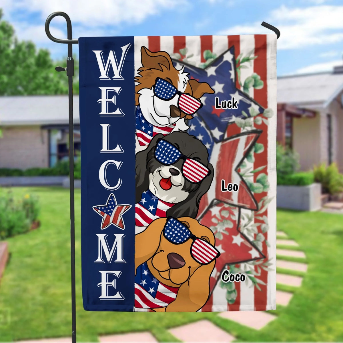 Welcome Dog American Flag, Independence Day Gift mk 1