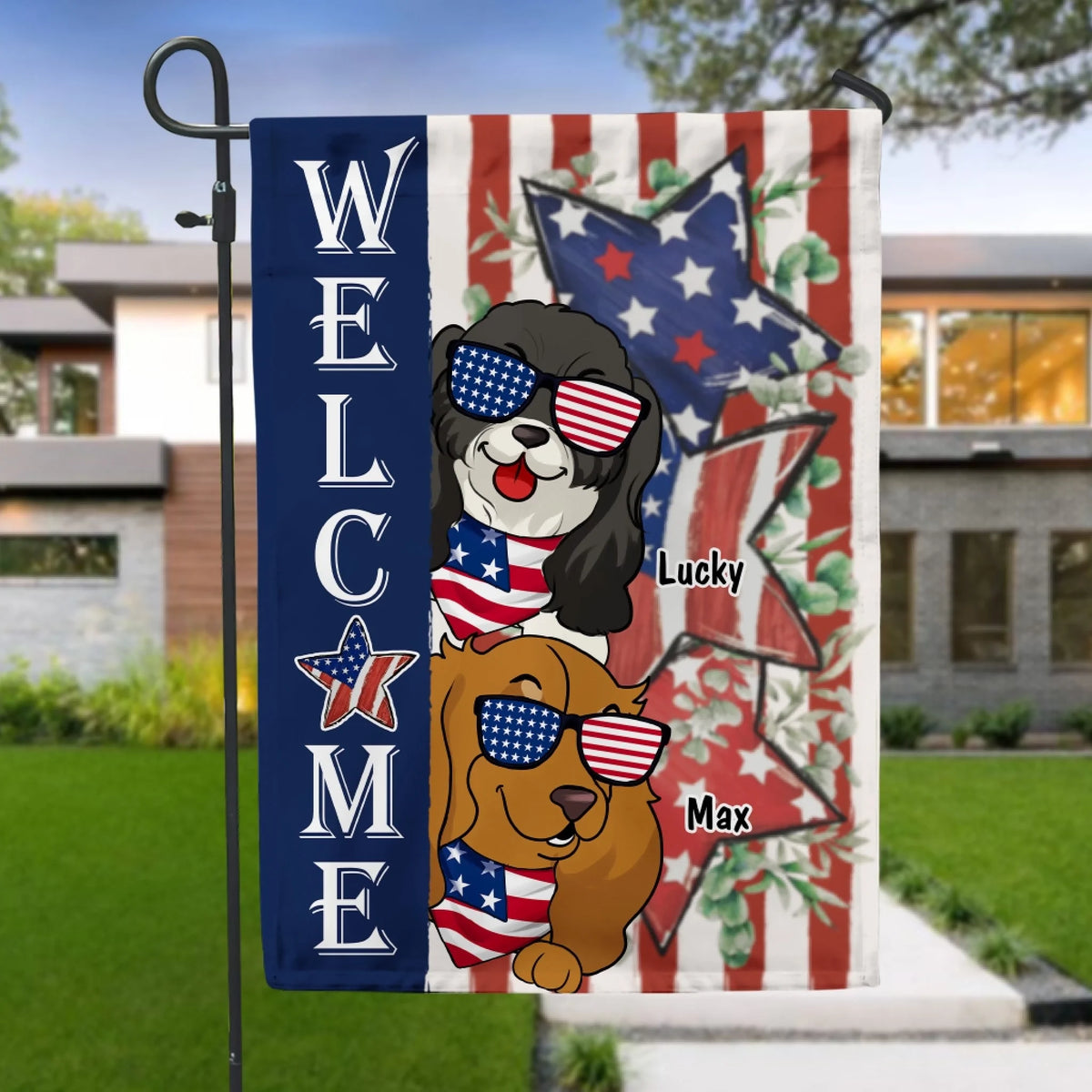Welcome Dog American Flag, Independence Day Gift mk 3