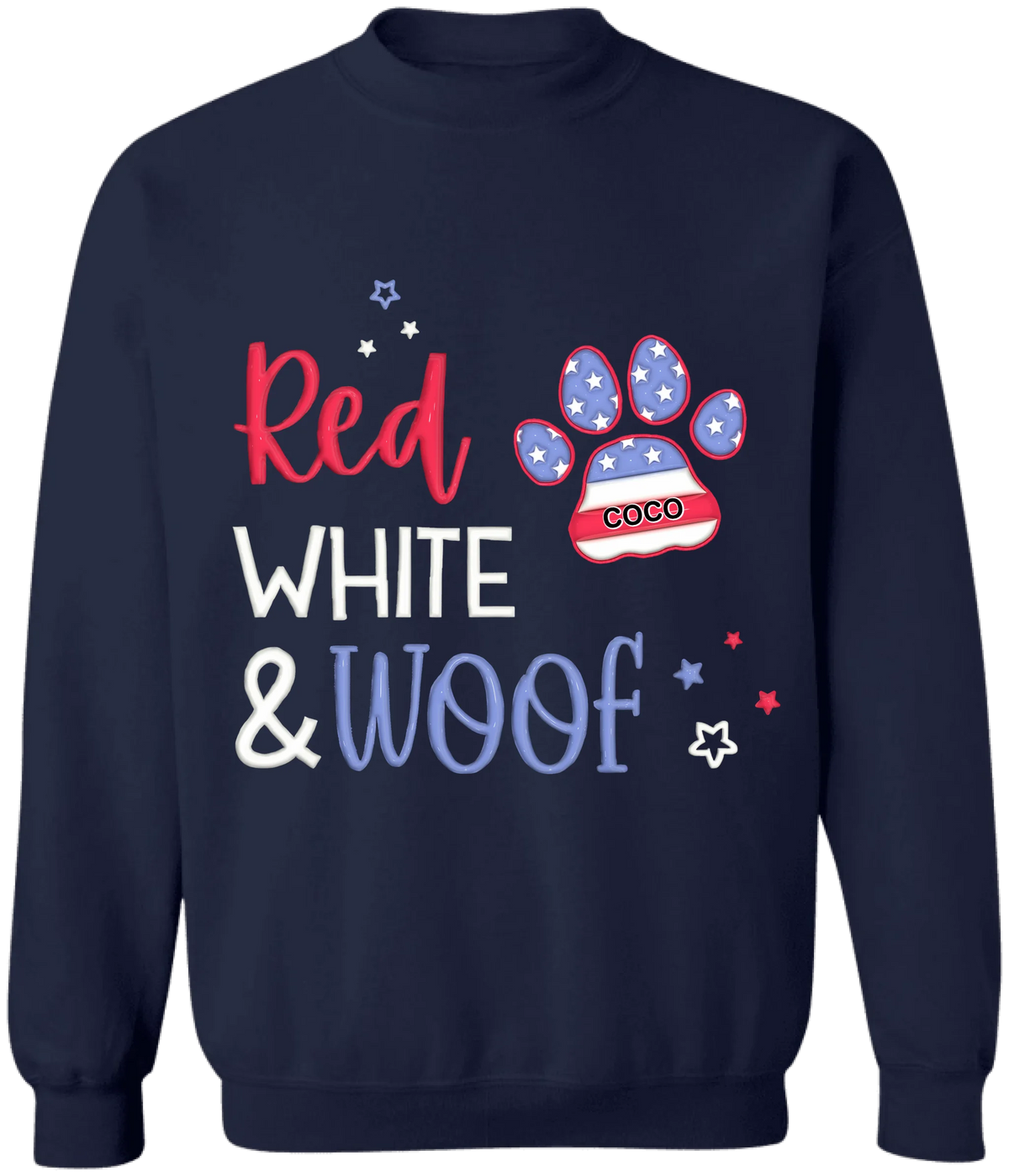 4th of July Red White & Woof - Personalized T-Shirt, Funny 3D Effect Dog Shirt, Independence Day Shirt for Dog Lovers