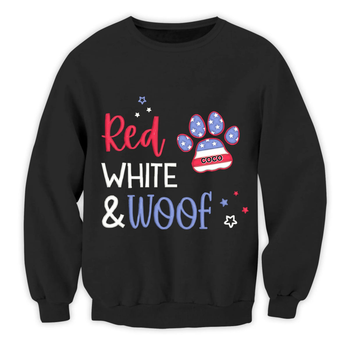 4th of July Red White & Woof - Personalized T-Shirt, Funny 3D Effect Dog Shirt, Independence Day Shirt for Dog Lovers