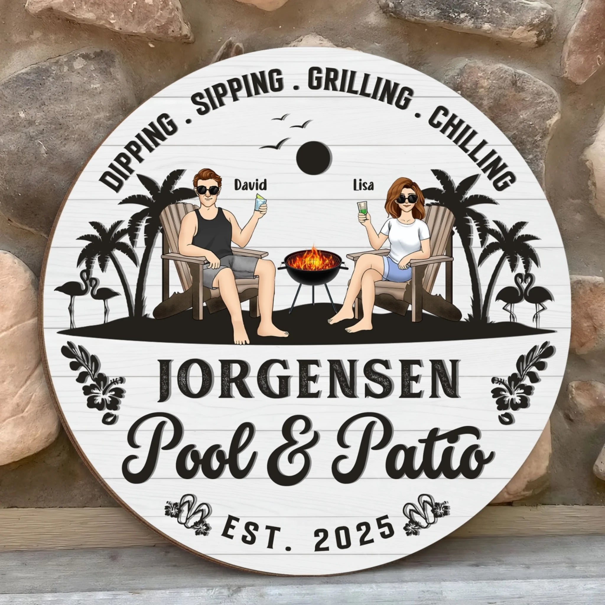 Pool & Patio Round Sign mk 1