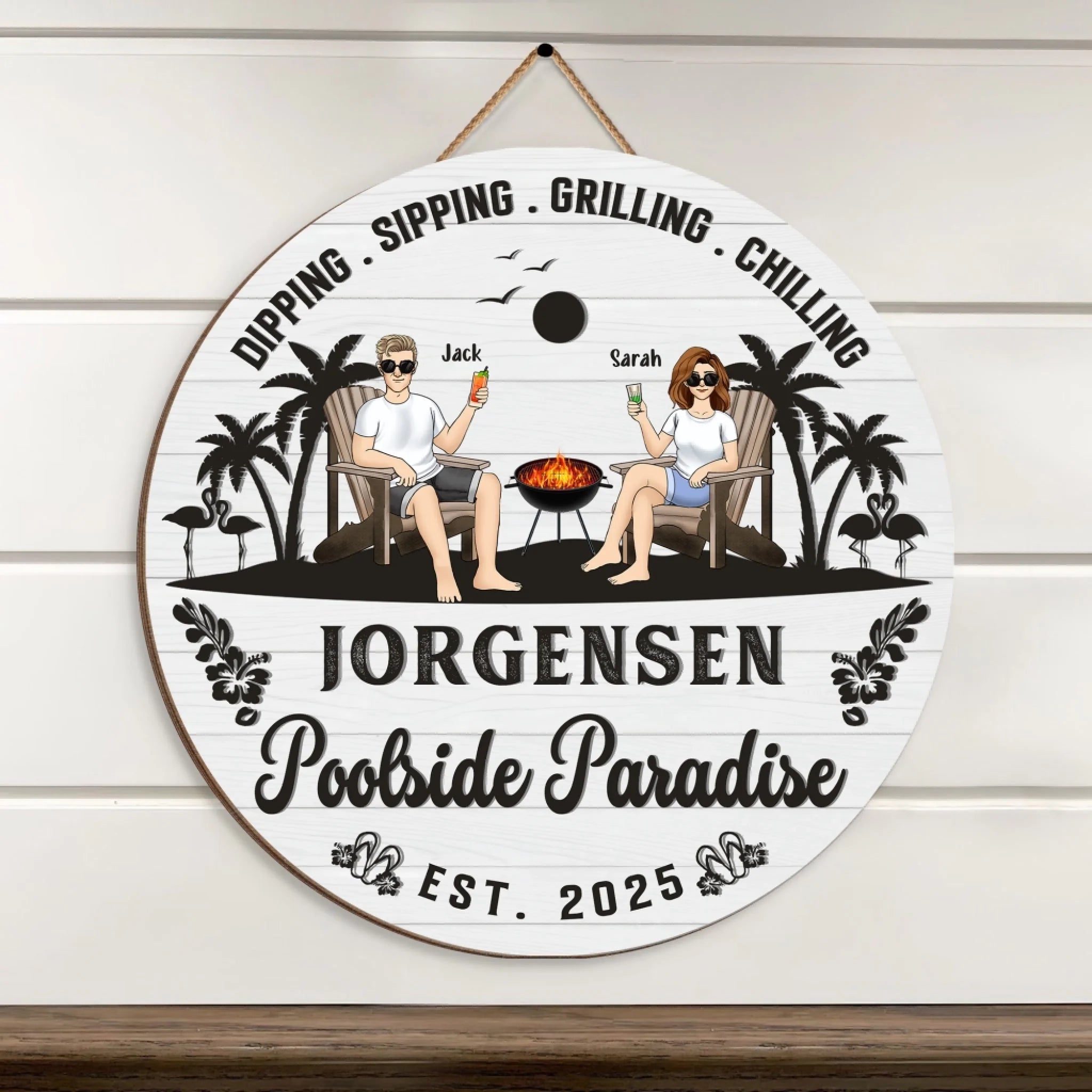 Pool & Patio Round Sign mk 3