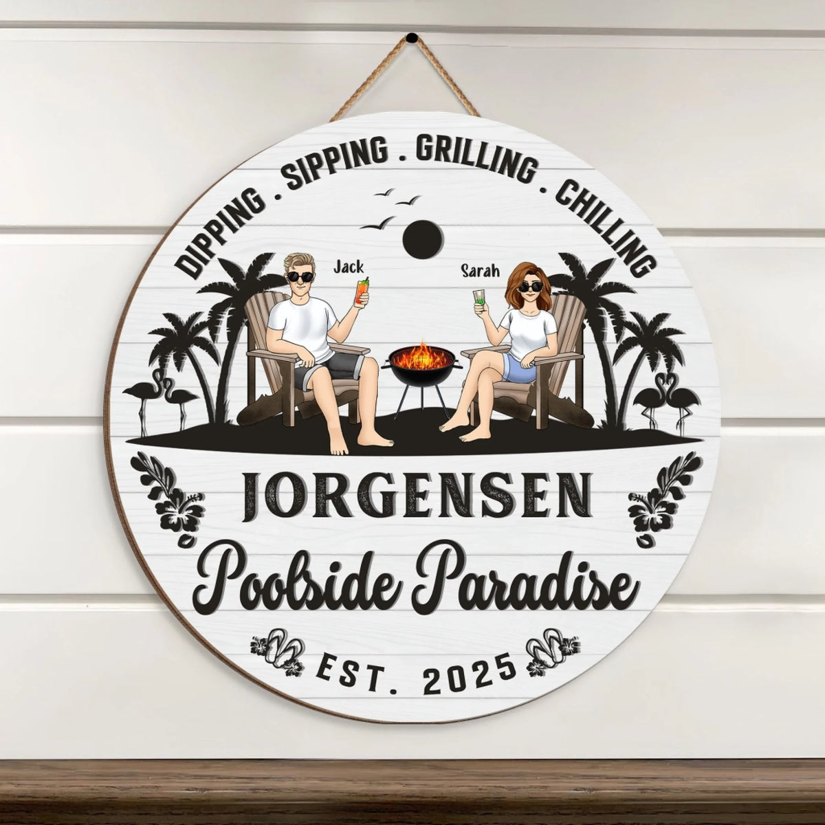 Pool & Patio Round Sign mk 3