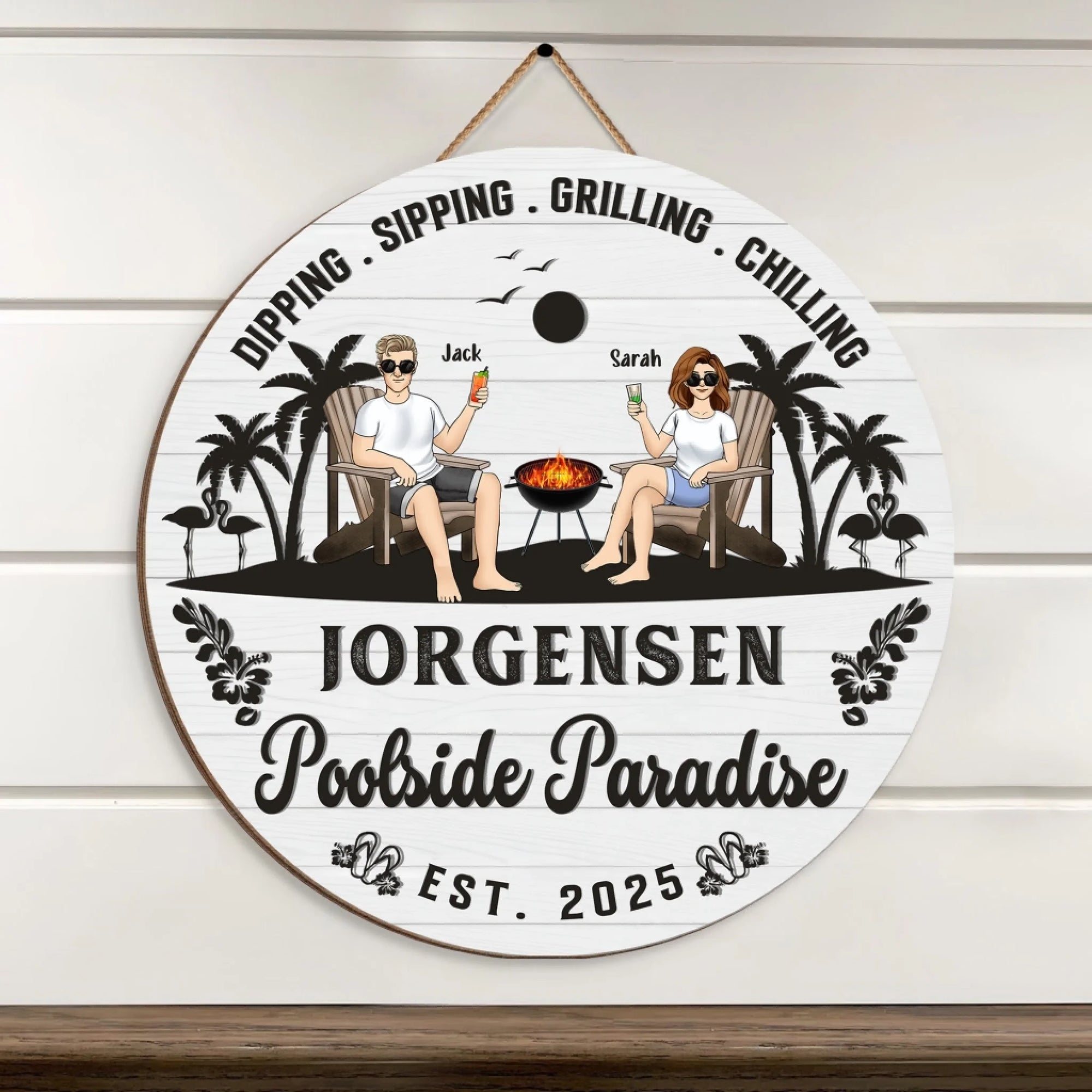 Pool & Patio Round Sign mk 3