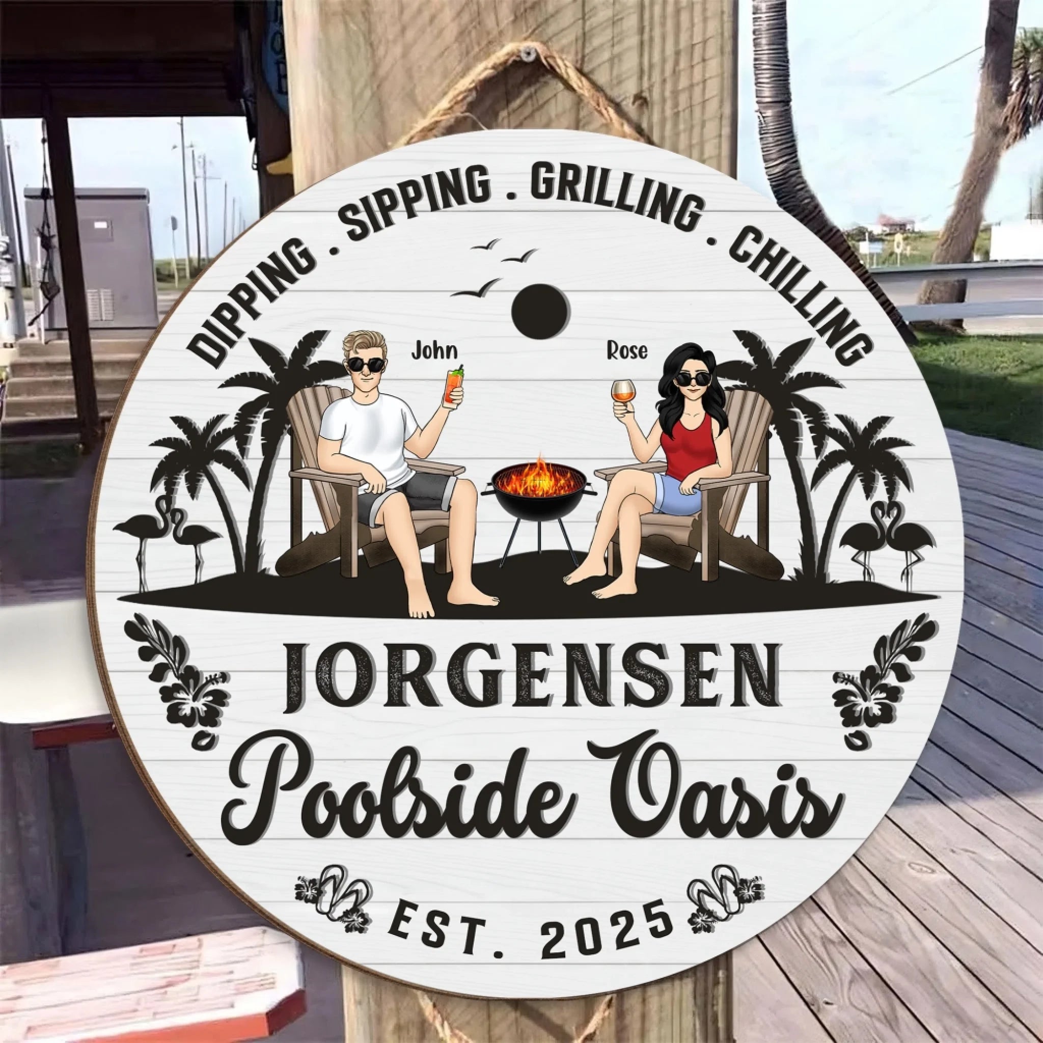 Pool & Patio Round Sign mk 2