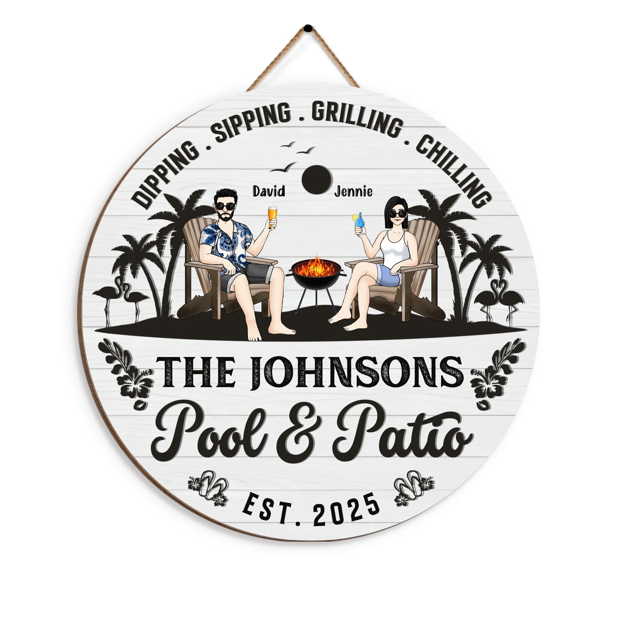 Pool & Patio Round Sign mk 4