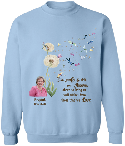 Dragonflies Visit From Heaven Above To Bring Us Well Wishes From Those That We Love - Personalized T-Shirt, Memorial Gift