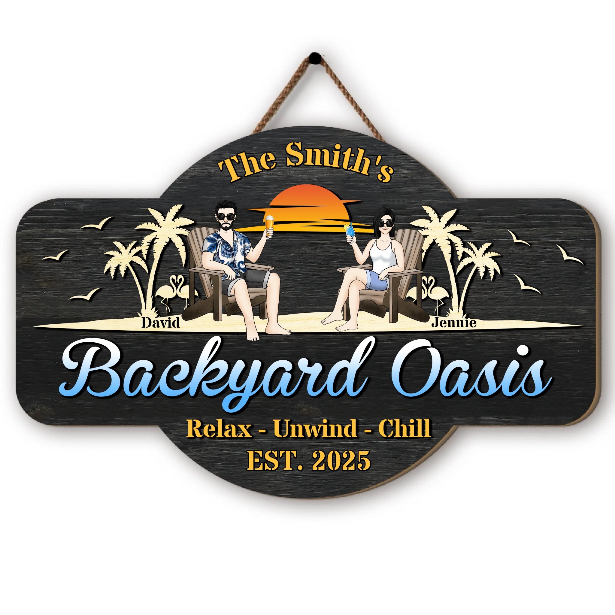 Family Backyard Oasis - Personalized Wood Sign, Backyard Oasis Sign Pa ...