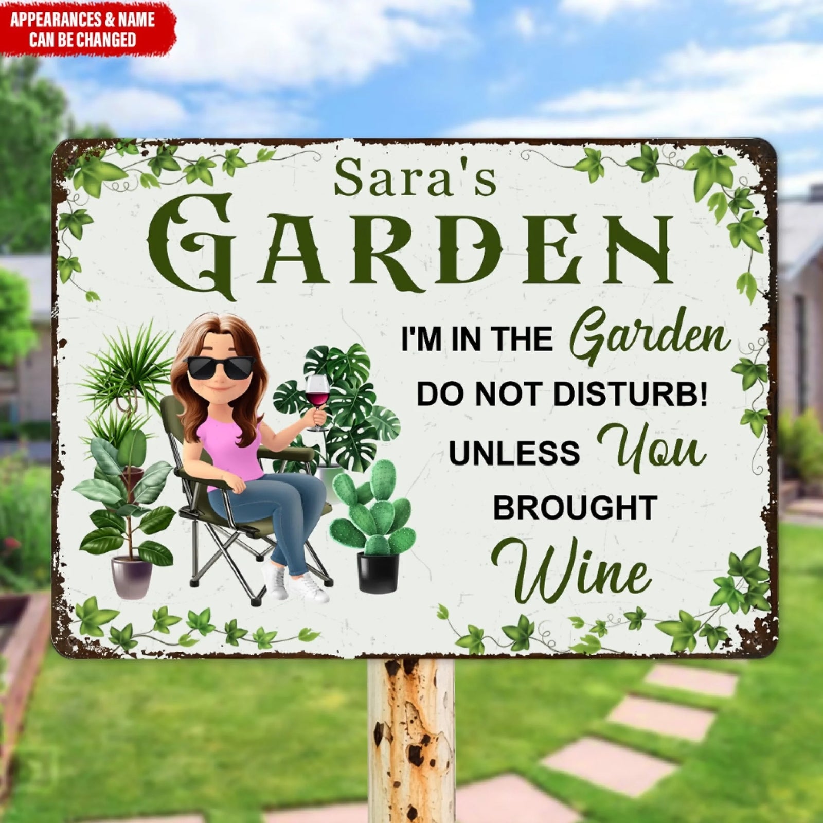 I'm In The Garden, Do Not Disturb - Personalized Metal Sign, Gift for Gardener, Plant Lover Gift