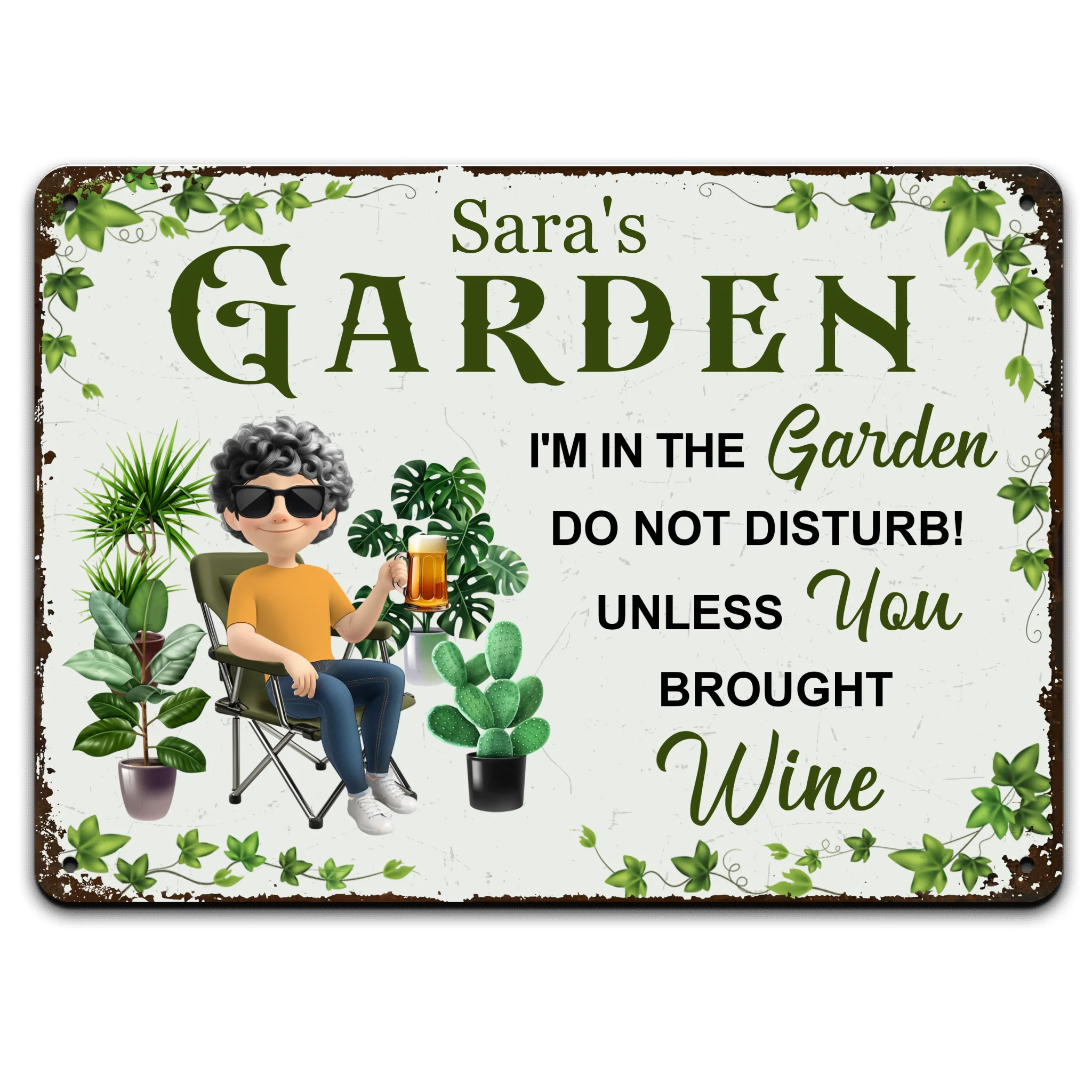 I'm In The Garden, Do Not Disturb - Personalized Metal Sign, Gift for Gardener, Plant Lover Gift