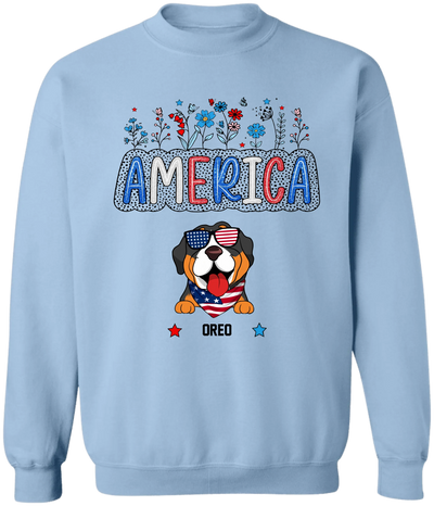 America Cute Dog - Personalized T-Shirt, 4th Of July Shirt, Gift For Dog Lovers