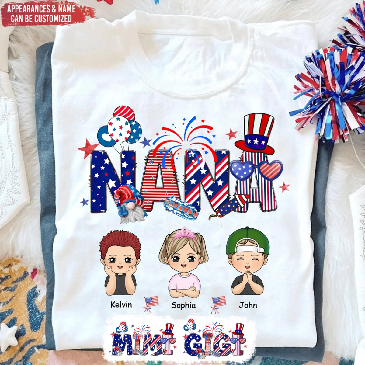 Patriotic 4th Of July - Personalized T-Shirt, Gift For Mom/ Grandma, 4th Of July
