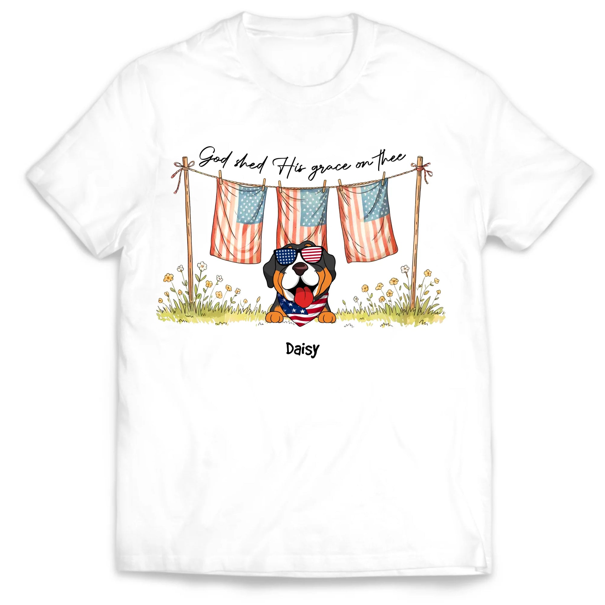 God Shed His Grace On Thee - Personalized T-shirt, 4th of July Gift, Shirt for Dog Lover