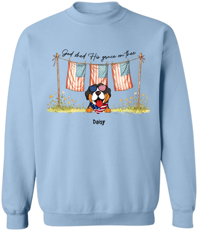 God Shed His Grace On Thee - Personalized T-shirt, 4th of July Gift, Shirt for Dog Lover