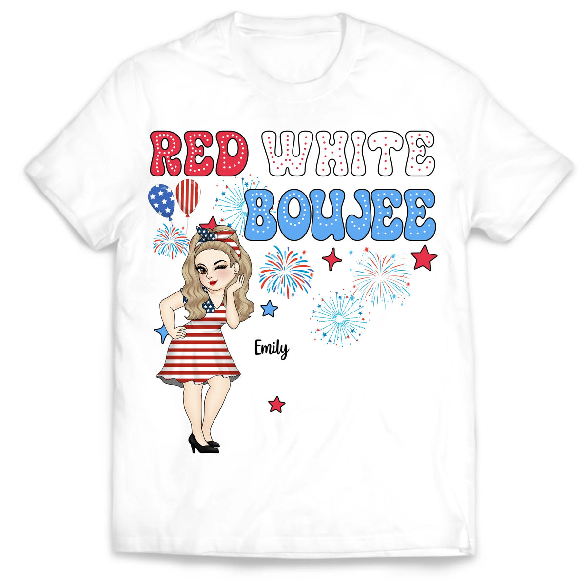 Red White and Boujee - Personalized Tshirt, Happy 4th of July Shirt, Independence Day Gift