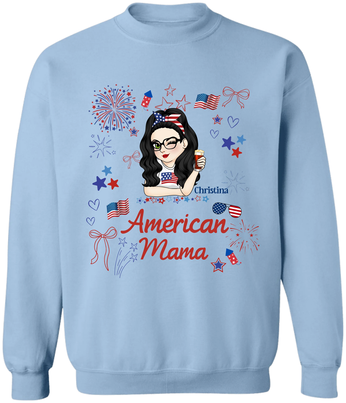 American Mama - Personalized T-Shirt, Funny 4th of July Tee for Mom/Grandma, Independence Day Shirt