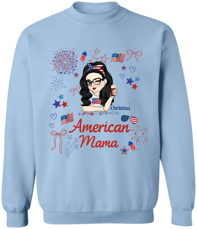 American Mama - Personalized T-Shirt, Funny 4th of July Tee for Mom/Grandma, Independence Day Shirt