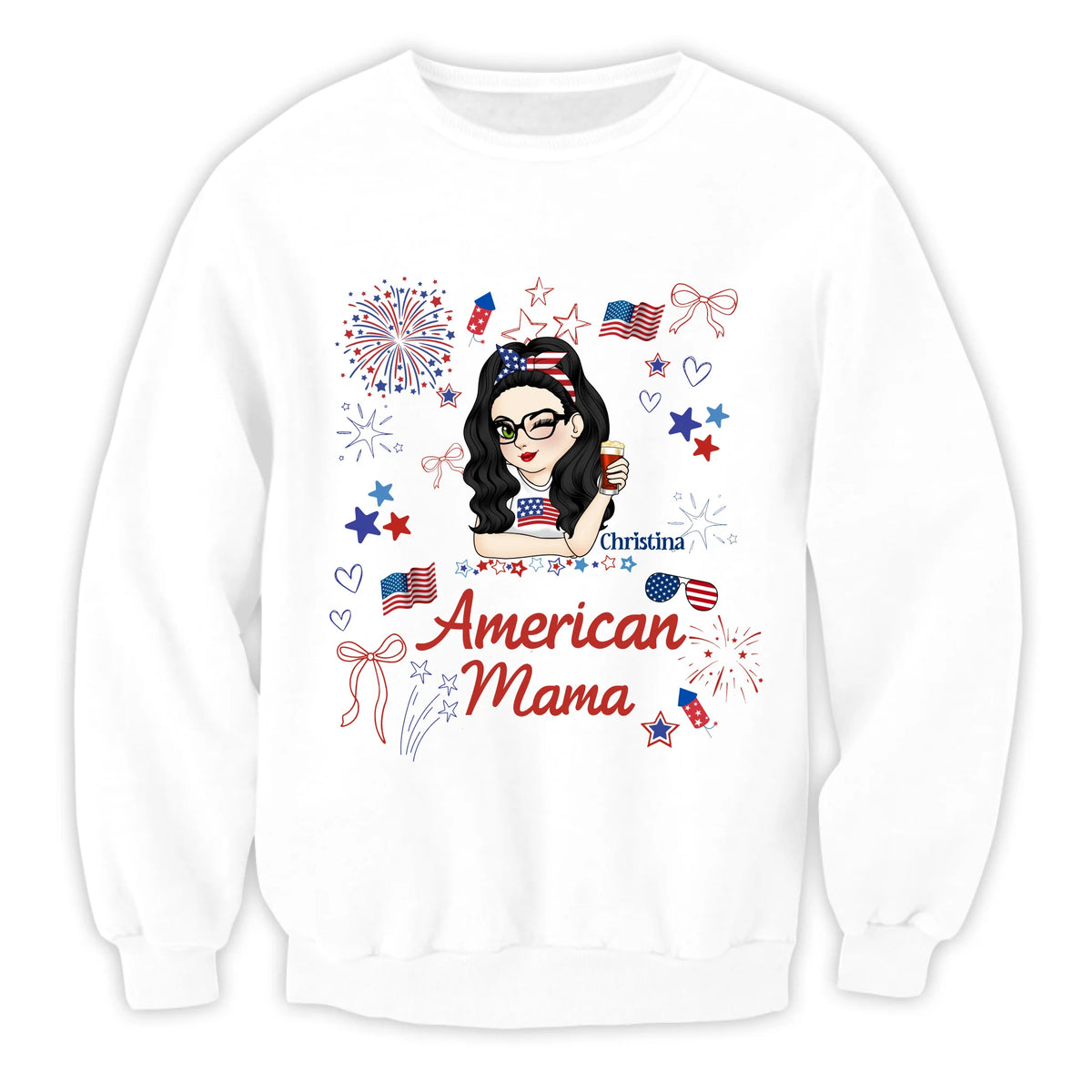 American Mama - Personalized T-Shirt, Funny 4th of July Tee for Mom/Grandma, Independence Day Shirt