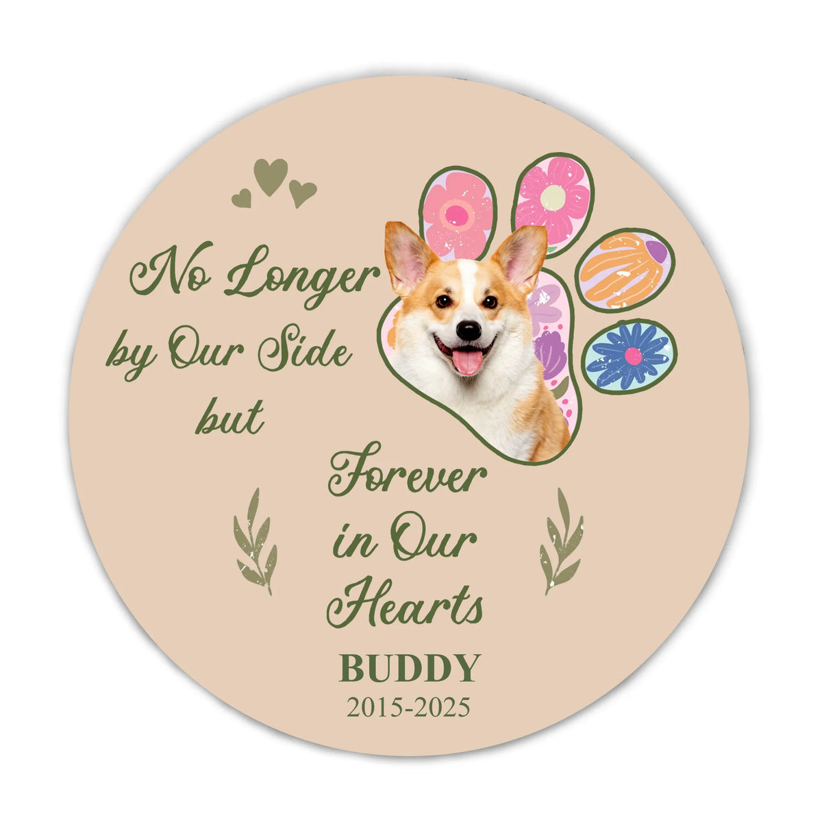 No Longer By My Side Forever In Our Hearts - Personalized Memorial Stone, Memorial Gift