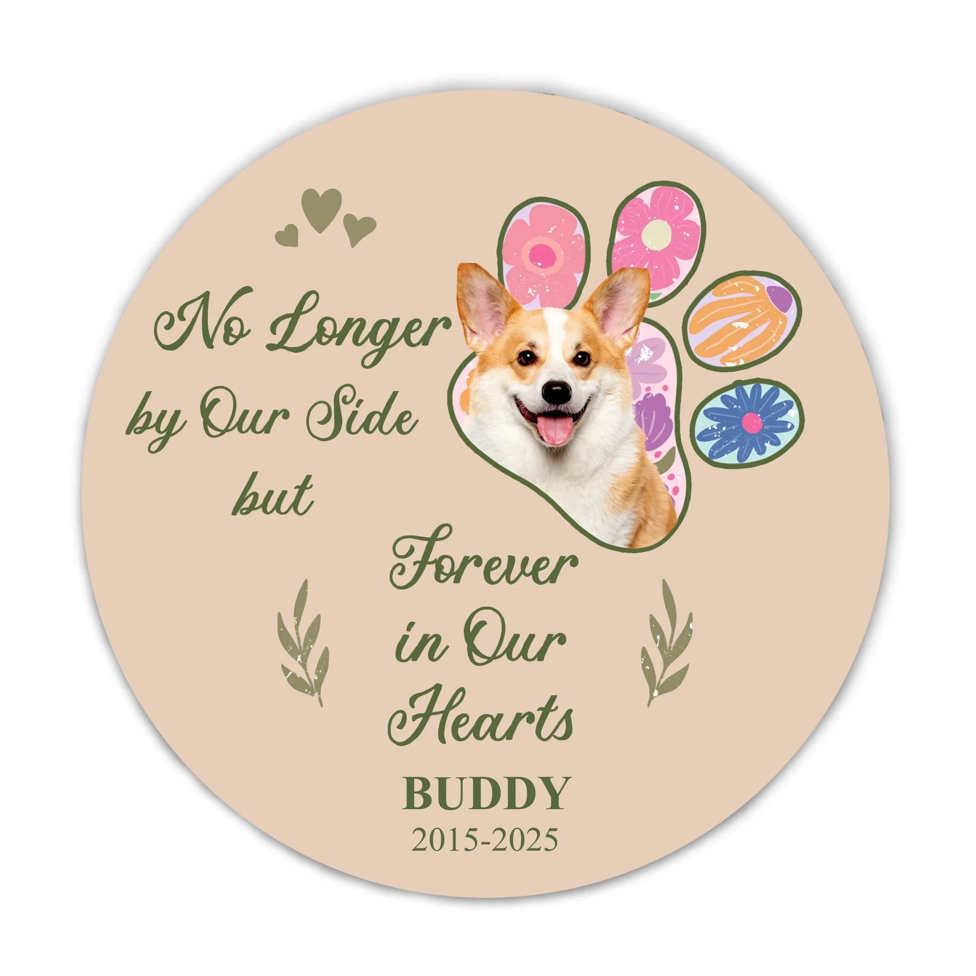 No Longer By My Side Forever In Our Hearts - Personalized Memorial Stone, Memorial Gift