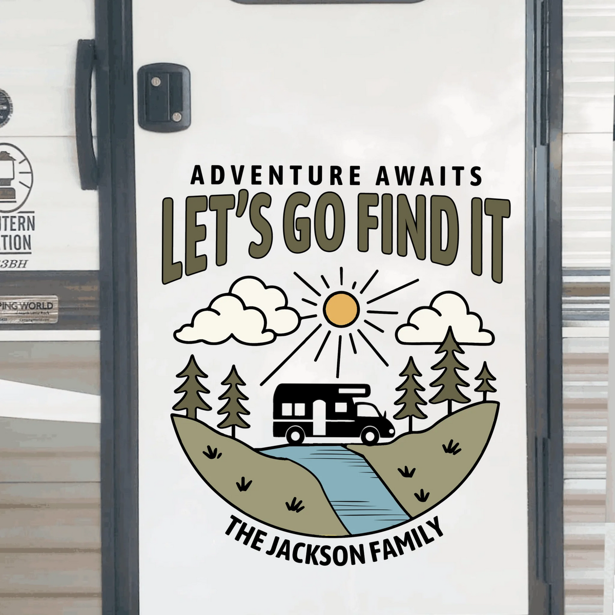 Adventure Awaits Let’s Go Find It - Personalized Decal, Gift For Camping Lovers