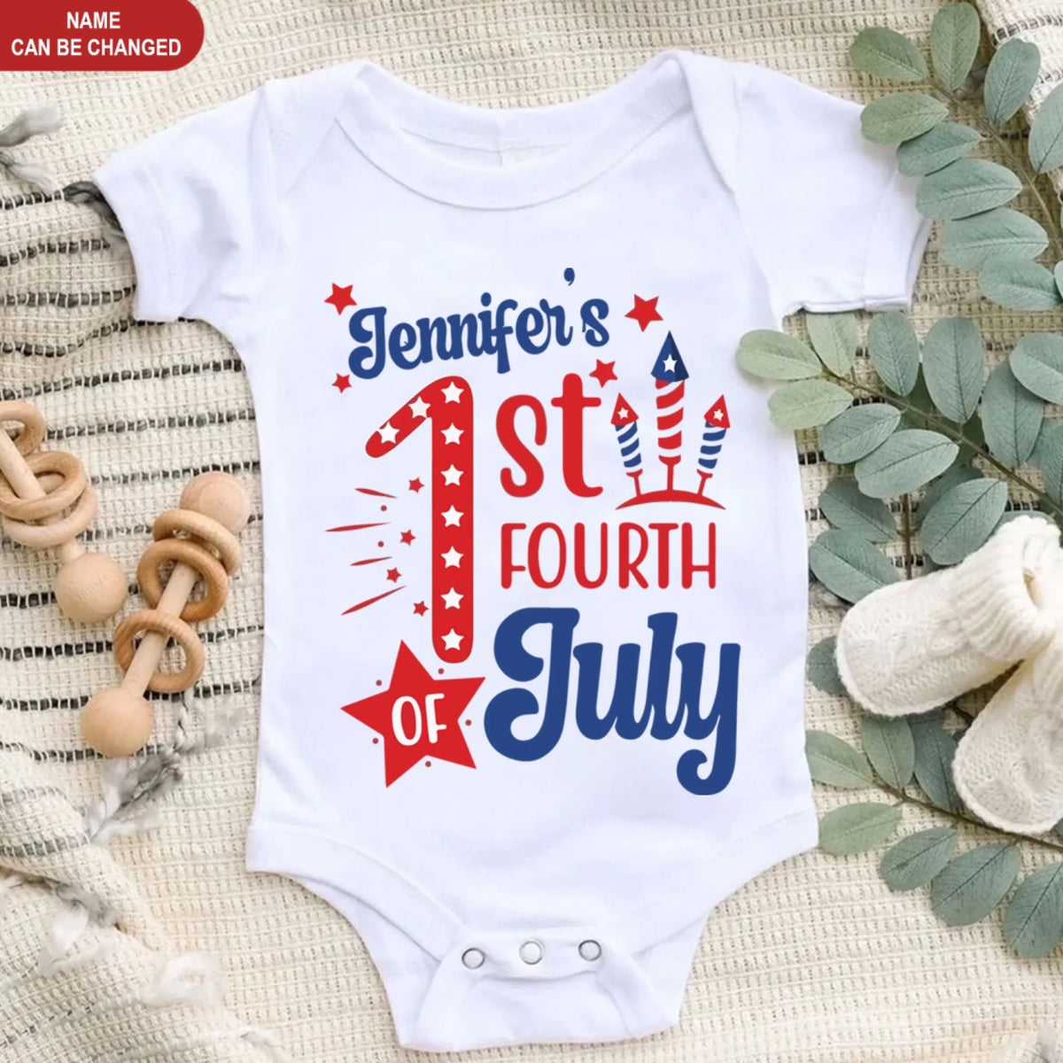 1st Fourth of July Onesie - Personalized Baby Onsie, First Independence Day, Baby Bodysuit