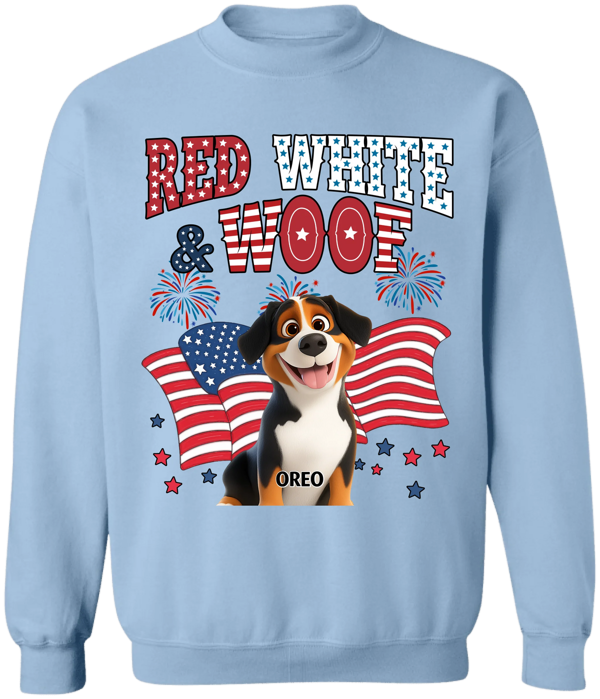 Red White Woof - Personalized T-Shirt, Gift For Dog Lovers, 4th Of July Gift