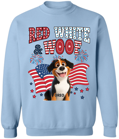 Red White Woof - Personalized T-Shirt, Gift For Dog Lovers, 4th Of July Gift