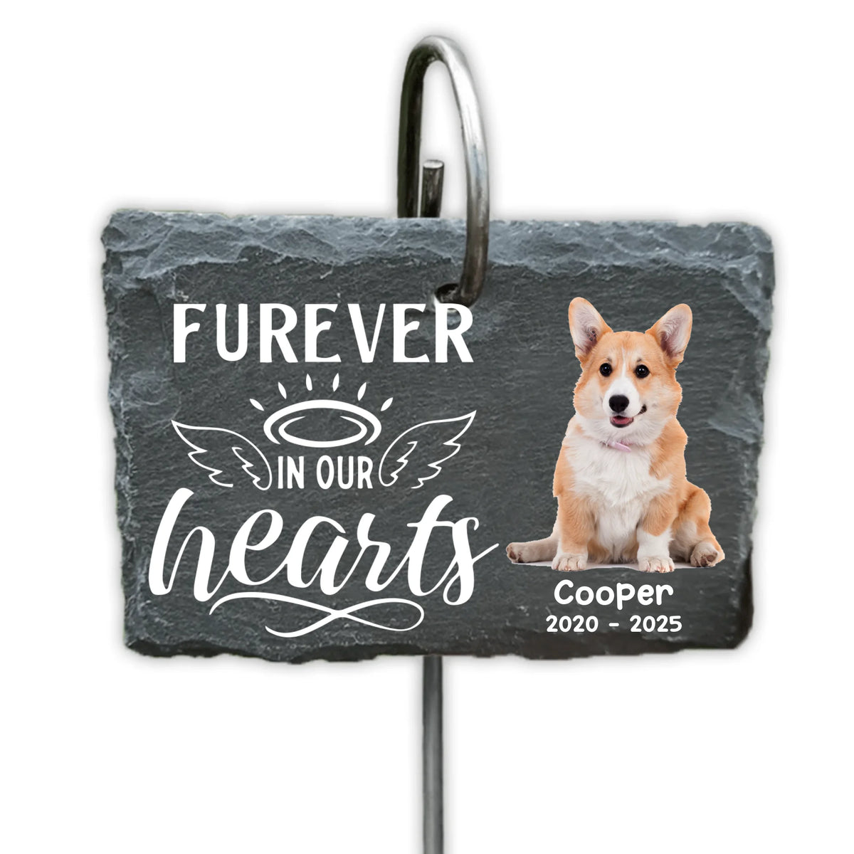 Furever in our Hearts - Personalized Garden Slate, Memorial Gift For Pet Lover