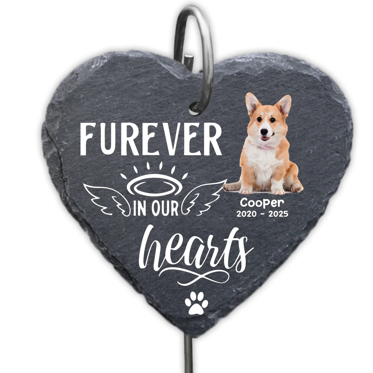 Furever in our Hearts - Personalized Garden Slate, Memorial Gift For Pet Lover