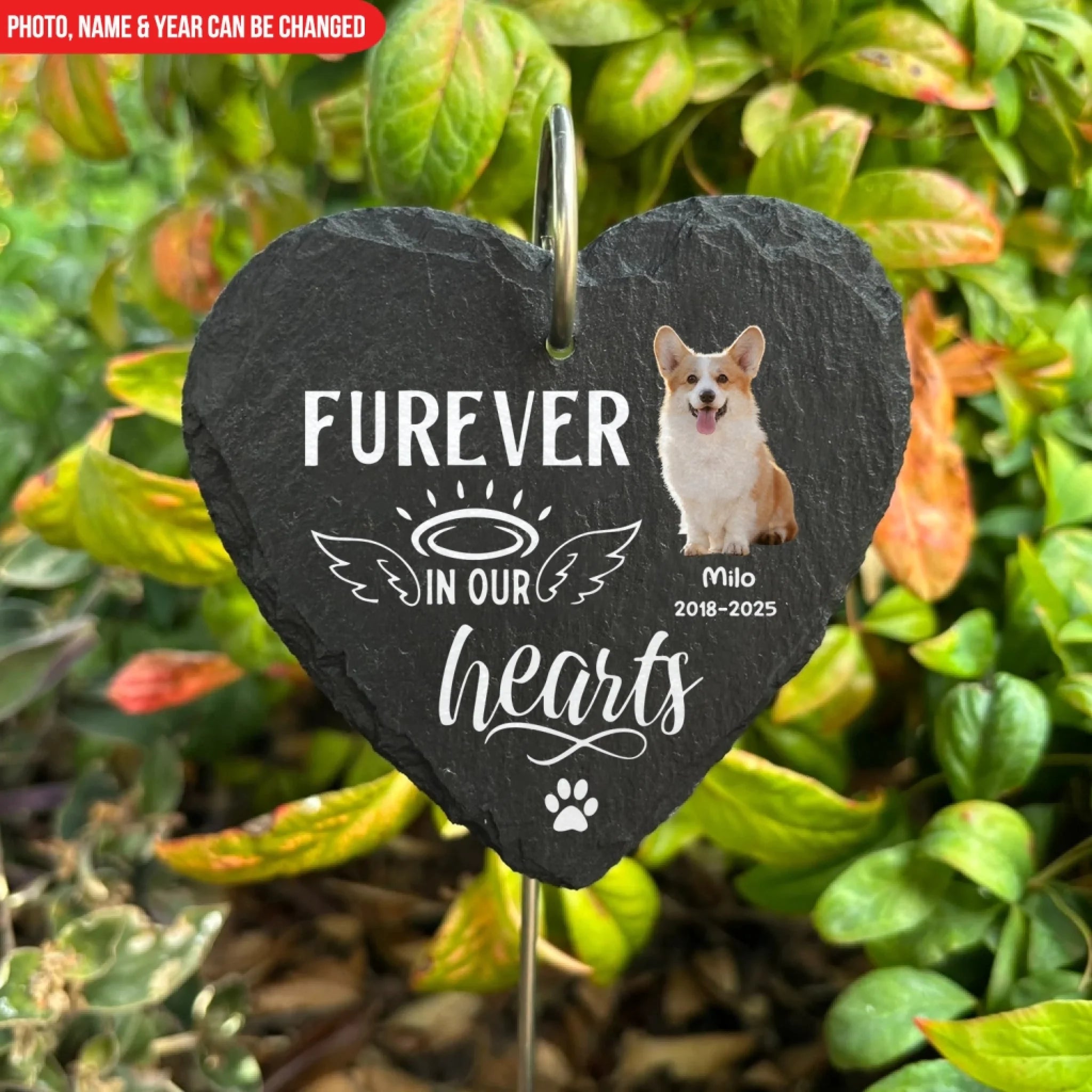 Furever in our Hearts - Personalized Garden Slate, Memorial Gift For Pet Lover