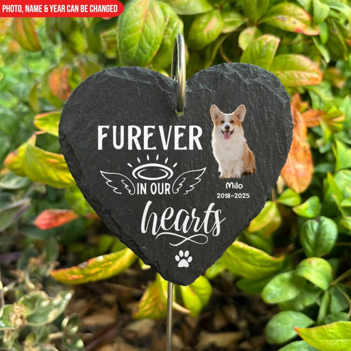Furever in our Hearts - Personalized Garden Slate, Memorial Gift For Pet Lover