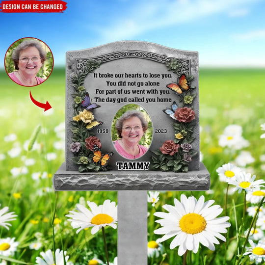 It Broke Our Hearts To Lose You - Personalized Plaque Stake, Vintage Floral Butterfly Memorial Plaque, Outdoor Decoration for Loved Ones