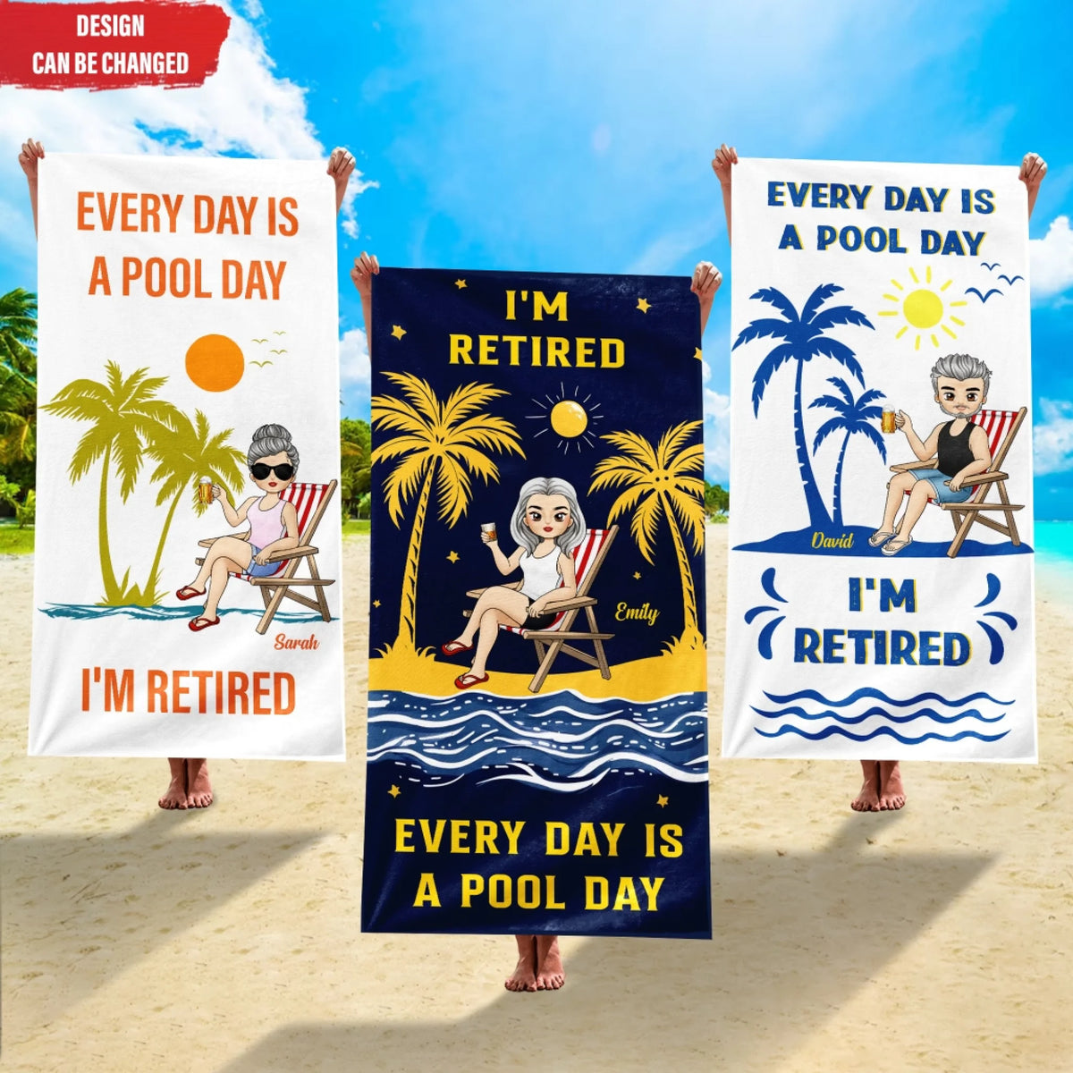 I'm Retired, Every Day Is Pool Day - Personalized Beach Towel, Funny Summer Beach Gift, Retirement Gift