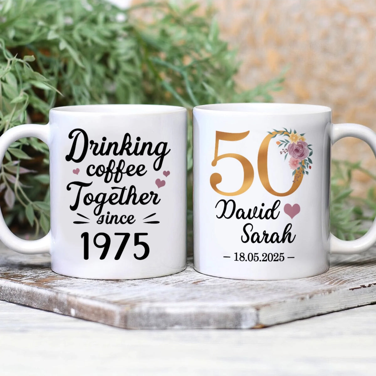 Drinking Coffee Together Since Anniversary Mug mk 1