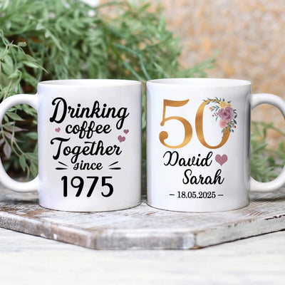 Drinking Coffee Together Since Anniversary Mug mk 1