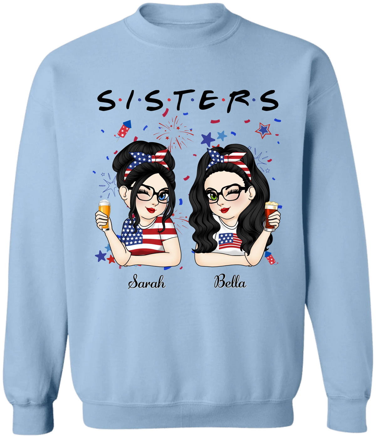 Besties/Sister 4th Of July - Personalized T-Shirt, Independence Day Bestie Shirt, Bestfriend/Sister Gift
