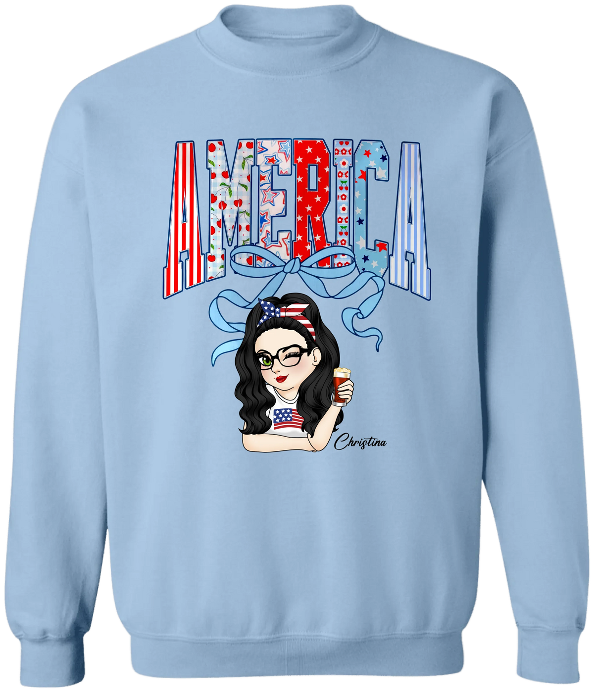 Coquette 4th Of July - Personalized T-Shirt, American Girl Shirt, Independence Day Gift