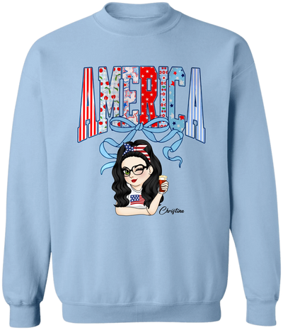 Coquette 4th Of July - Personalized T-Shirt, American Girl Shirt, Independence Day Gift