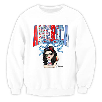 Coquette 4th Of July - Personalized T-Shirt, American Girl Shirt, Independence Day Gift