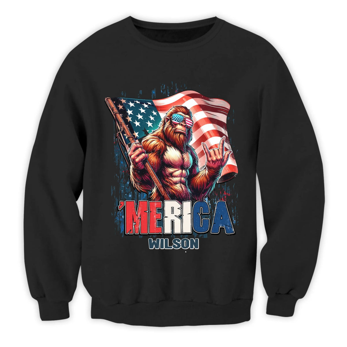 Patriotic Bigfoot - Personalized T-Shirt, Red White And Bigfoot, 4th Of July Shirt