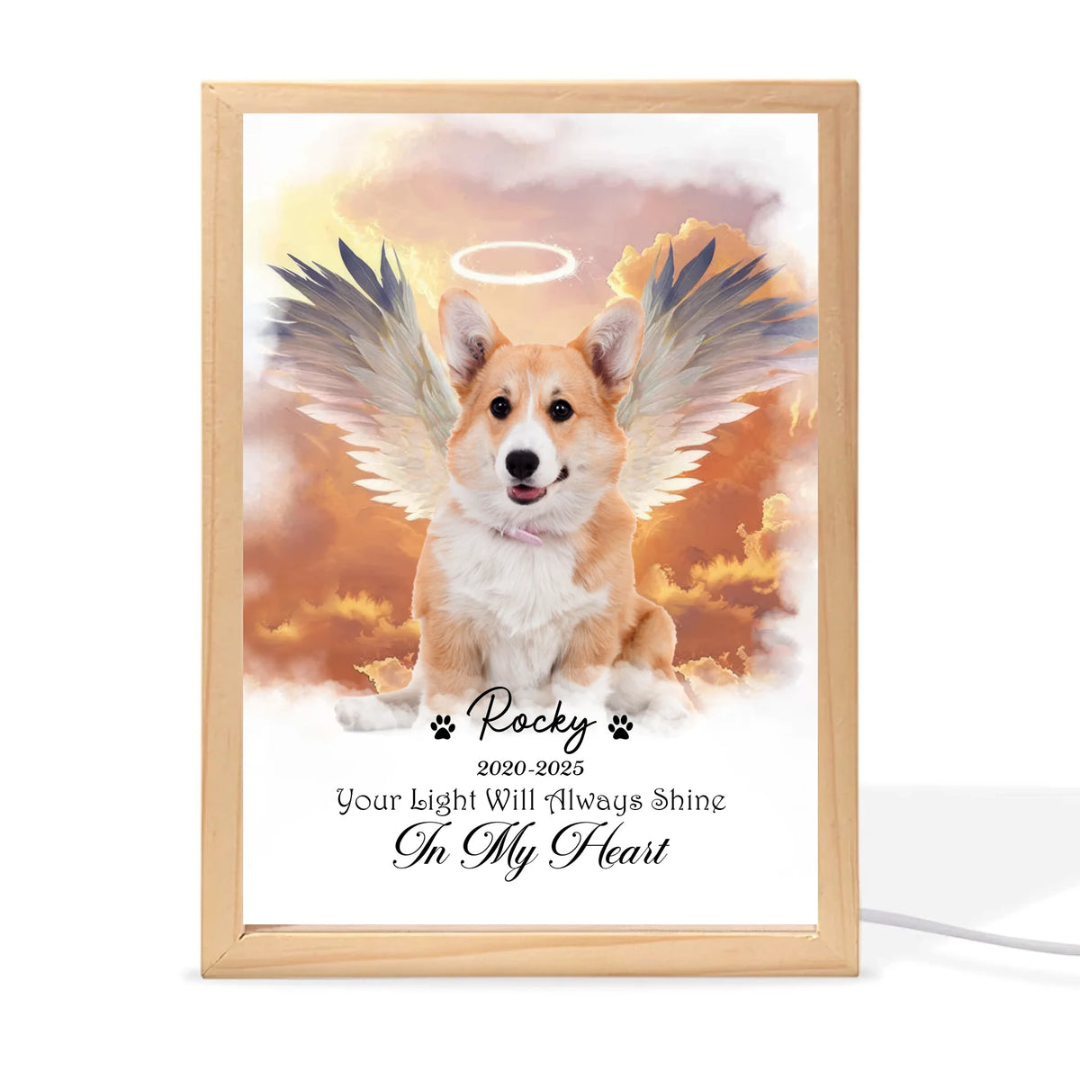 Custom Dog Photo, Your Light Will Always Shine In My Heart - Personalized Frame Light Box, Memorial Gift For Dog Lover