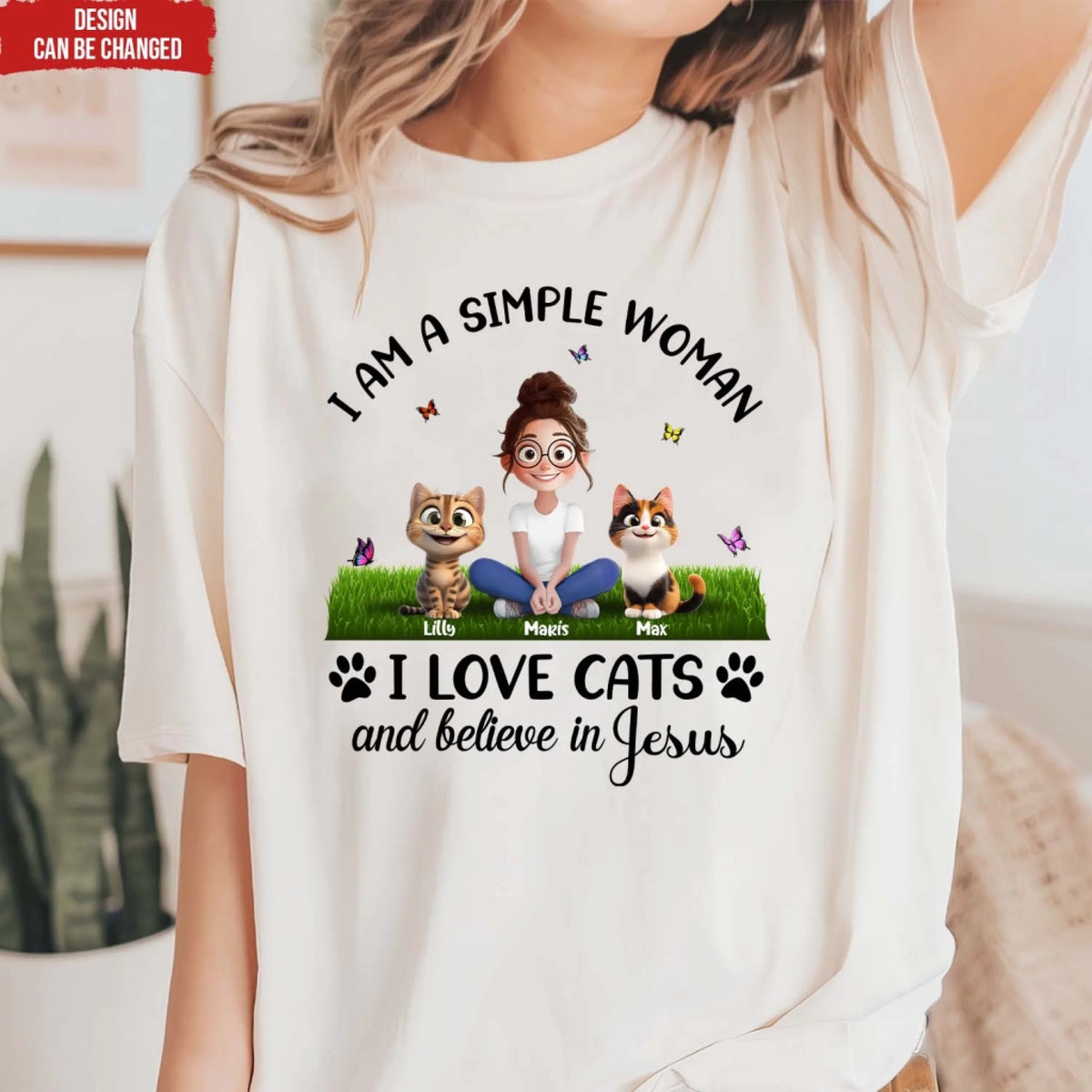 I Am A Simple Woman Love Cat And Jesus - Personalized T-shirt, Cat Lovers Shirt, Gift For Cat Owner