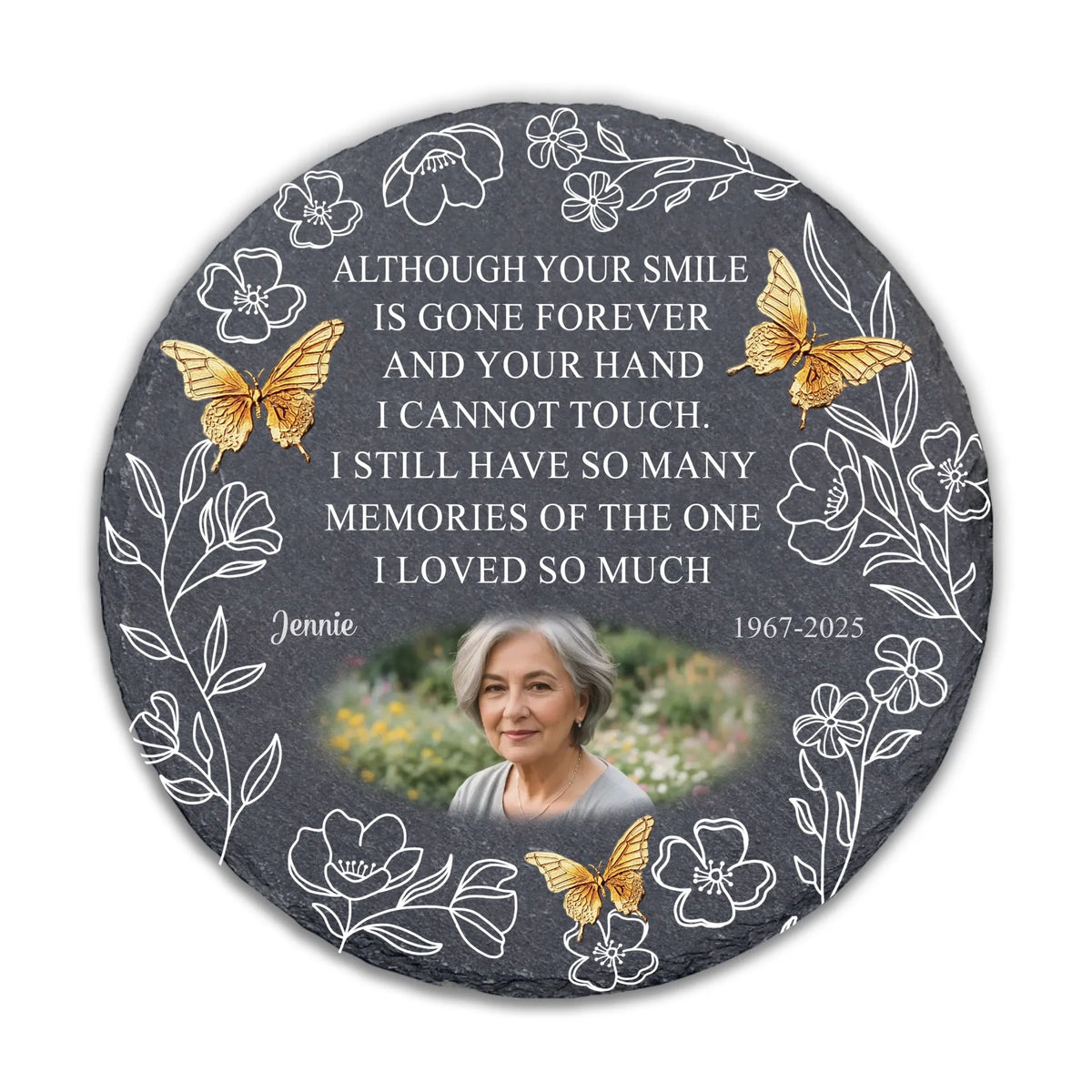 Although Your Smile Is Gone I Still Have So Many Memories Of The One I Loved - Personalized Stone, Memorial Gift