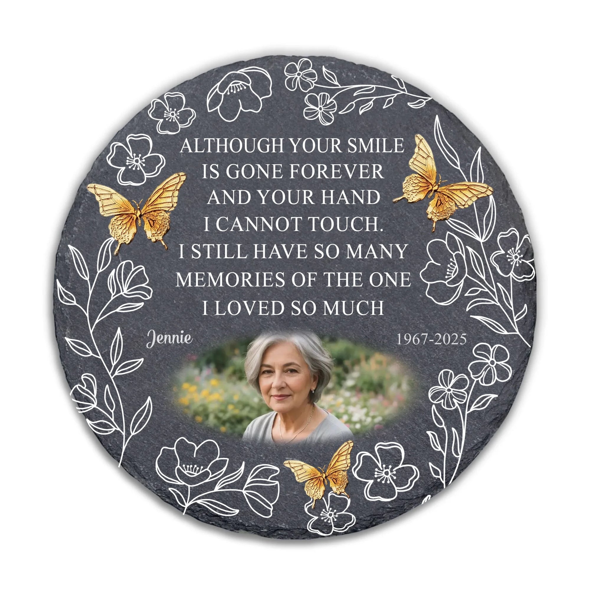 Although Your Smile Is Gone I Still Have So Many Memories Of The One I Loved - Personalized Stone, Memorial Gift
