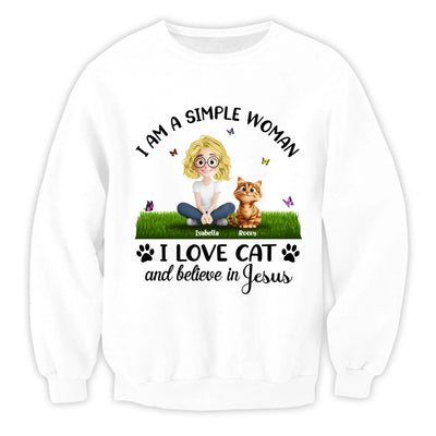 I Am A Simple Woman Love Cat And Jesus - Personalized T-shirt, Cat Lovers Shirt, Gift For Cat Owner