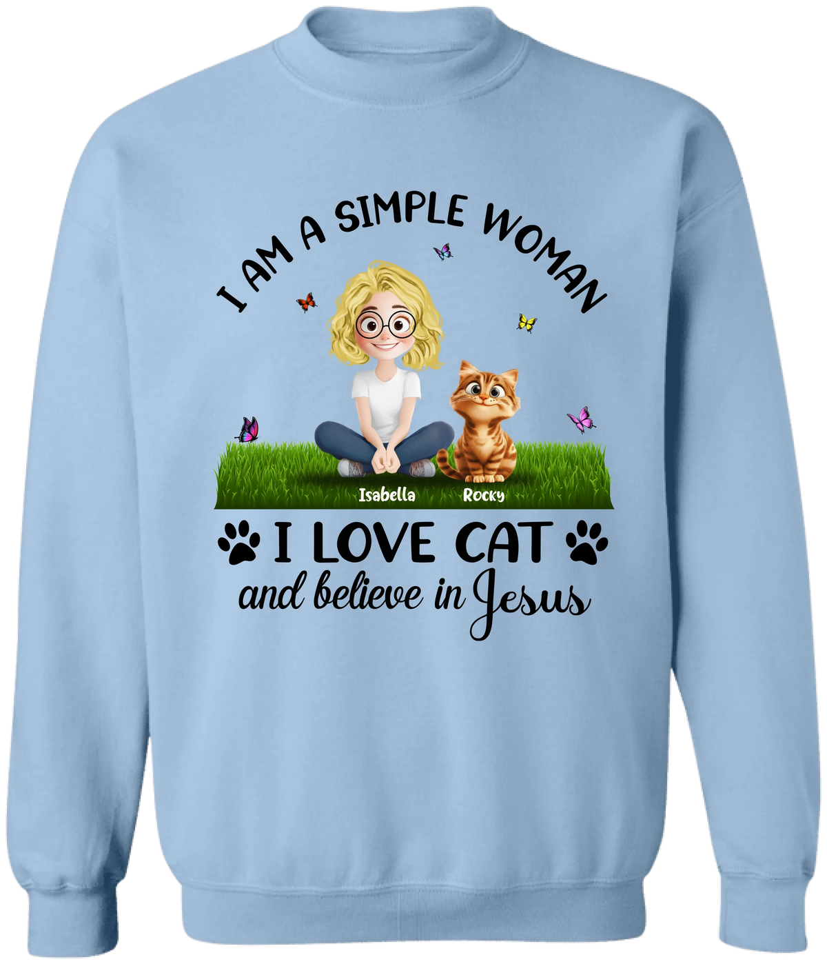 I Am A Simple Woman Love Cat And Jesus - Personalized T-shirt, Cat Lovers Shirt, Gift For Cat Owner