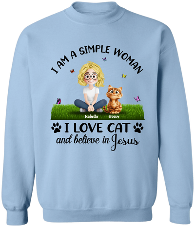 I Am A Simple Woman Love Cat And Jesus - Personalized T-shirt, Cat Lovers Shirt, Gift For Cat Owner