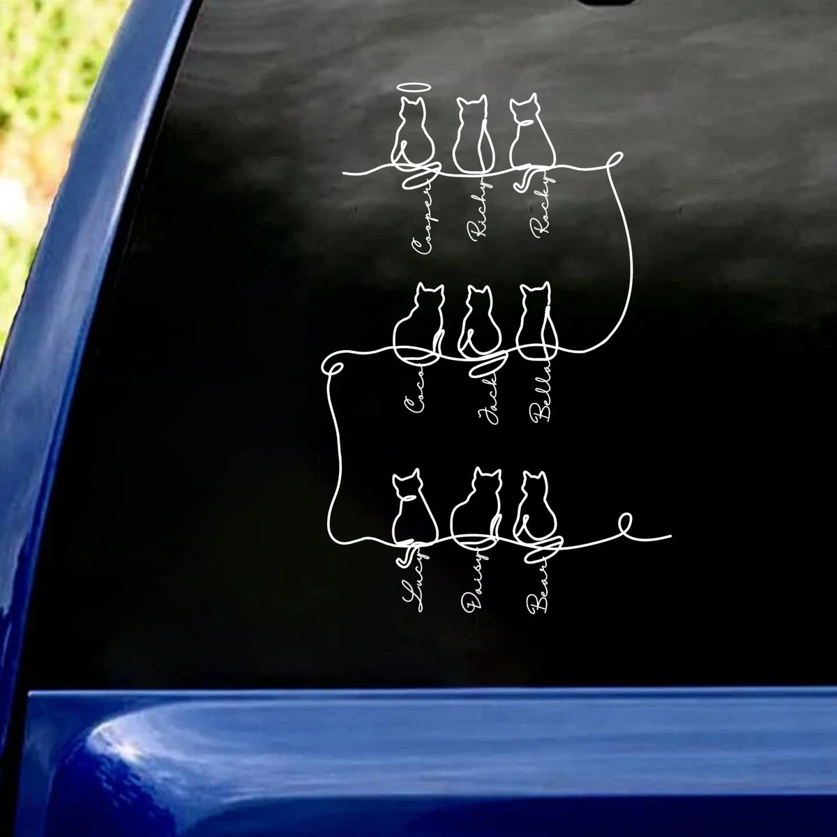 Custom Adorable Cats Line Art - Personalized Decal, Gift for Cat Mom/Cat Dad, Cat Lover's Gift