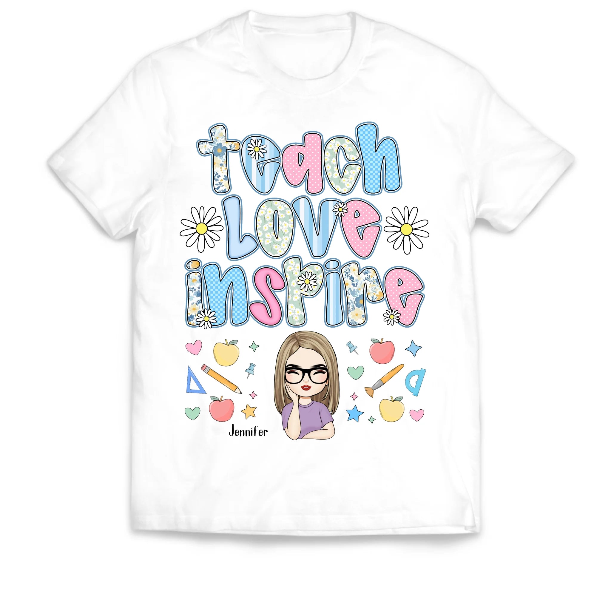 Teacher Love Inspire - Personalized Tshirt, Back To School Gift, Lovely Shirt For Teacher